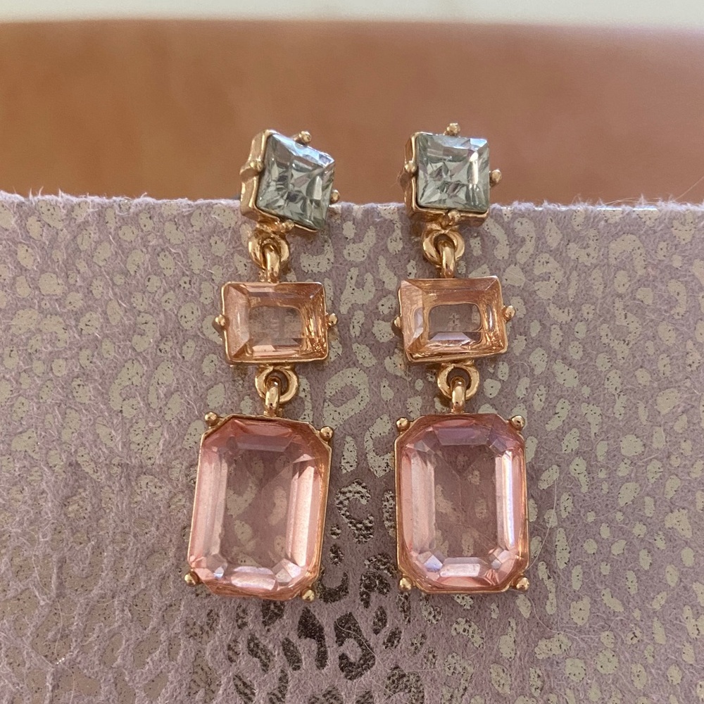 Anthropologie Pink and Gold Geometric Earrings